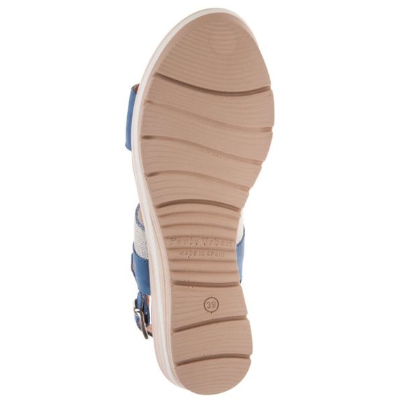 Paula Urban Sandal with Suede - Tan & Marino Blue Size 6.5 Style - 1-8086 - NIB - Picture 4 of 4